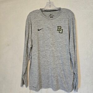 Nike Dri Fit Baylor Bears Long Sleeve Athletic Shirt Mens XL Gray